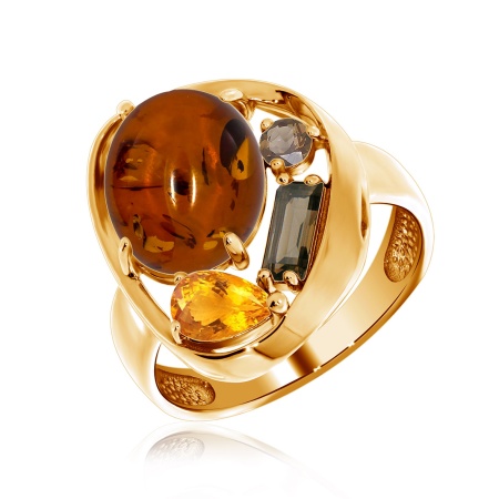 Купить кольцо из серебра с цитрином, янтарем и топазами в интернет-магазине KRASNOE