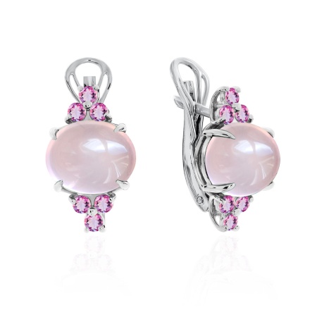 Серьги из серебра с кварцем и фианитами