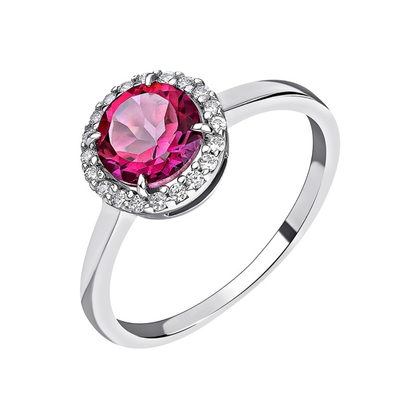 Кольцо из серебра с топазом и фианитами со скидкой