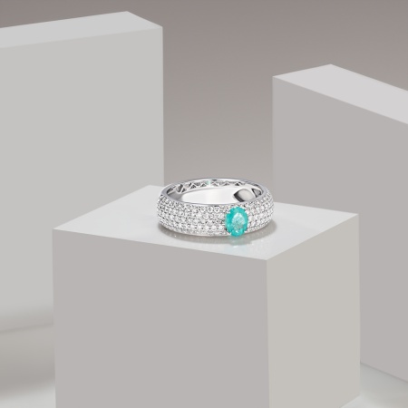 Кольцо из золота с турмалином параиба и бриллиантами