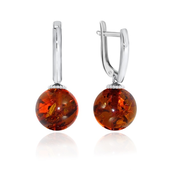 Серьги из серебра с янтарём