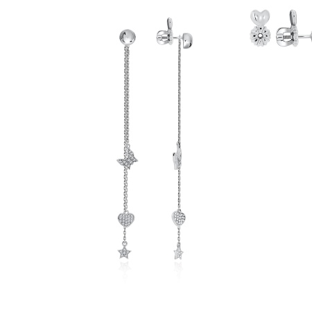 Пусеты из серебра с фианитами со скидкой