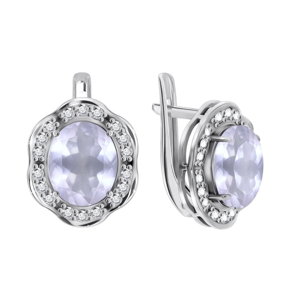 Серьги из серебра с кристалл ювелирныйами и фианитами 2340290141-84 от KRASNOE, металл Серебро, вставка Кристалл ювелирный