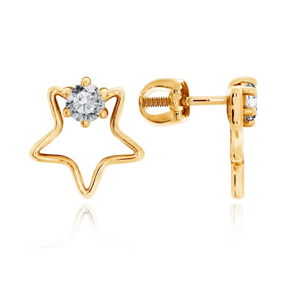 Пусеты из серебра с фианитами