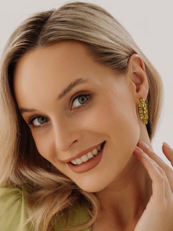 Серьги из серебра с хризолитами