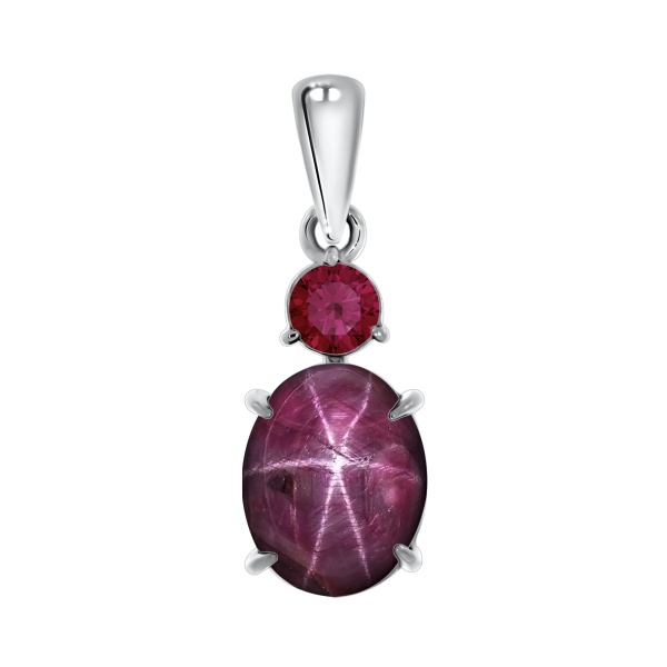 Купить подвеска из серебра с натуральным корундом и рубином звездчатым