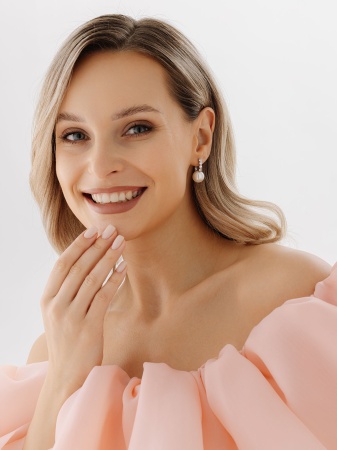 Серьги из серебра с жемчугом 2340241576 от KRASNOE, металл Серебро, вставка Жемчуг Имитация