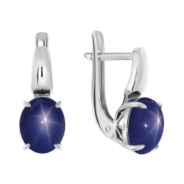 Серьги из серебра с звездчатыми сапфирами 2340940045-8 от KRASNOE, металл Серебро, вставка Сапфир Звездчатый Серьги из серебра с звездчатыми сапфирами 2340940045-8 от KRASNOE, металл Серебро, вставка Сапфир Звездчатый