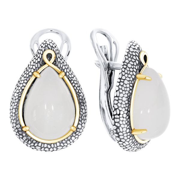 Серьги из серебра с лунным камнем