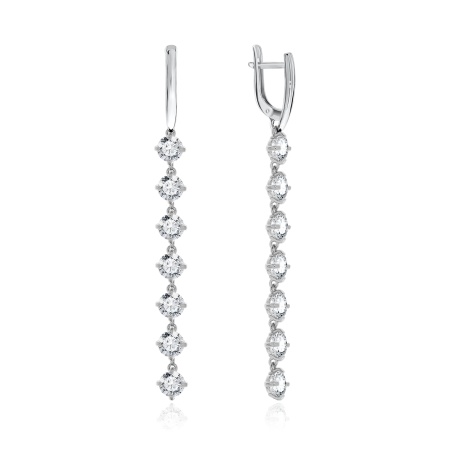 Серьги из серебра с фианитами 2340200688 от KRASNOE, металл Серебро, вставка Фианит