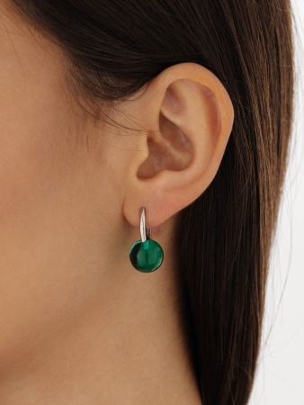 Серьги из серебра с зелёными кристаллами