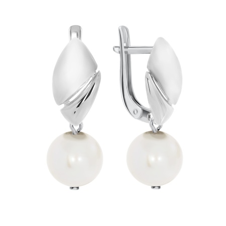 Серьги из серебра с жемчугом 2340240900-1 от KRASNOE, металл Серебро, вставка Жемчуг Имитация