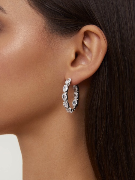 Серьги из серебра с фианитом