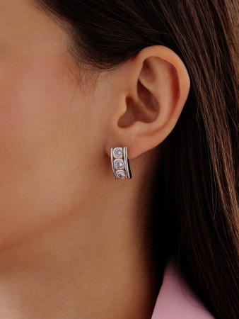 Серьги из серебра с фианитами 2340201336 от KRASNOE, металл Серебро, вставка Фианит