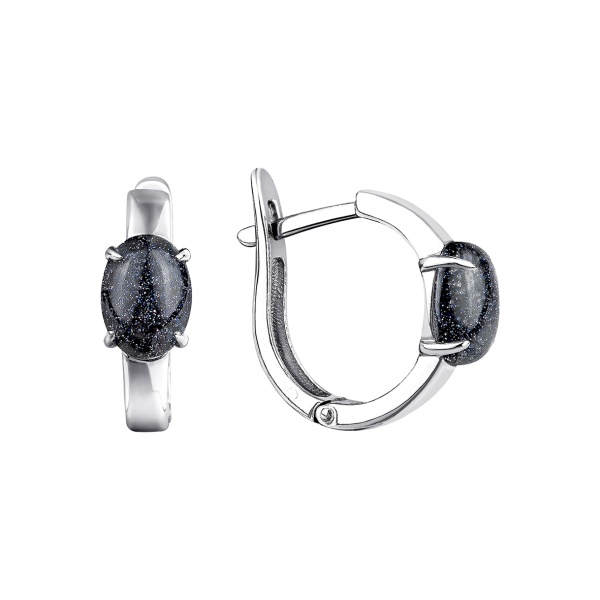 Серьги из серебра с авантюрином со скидкой