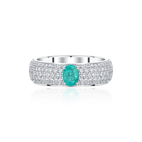 Кольцо из золота с турмалином параиба и бриллиантами