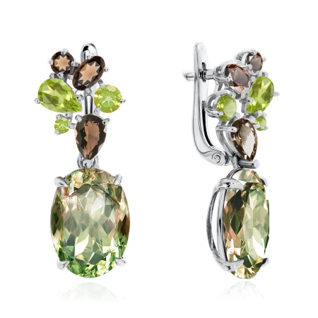 Серьги из серебра с кристалл ювелирныйами, ситаллами и фианитами 2340290882-98 от KRASNOE, металл Серебро, вставка Кристалл ювелирный