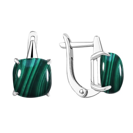 Серьги из серебра с малахитами 2340385041 от KRASNOE, металл Серебро, вставка Малахит
