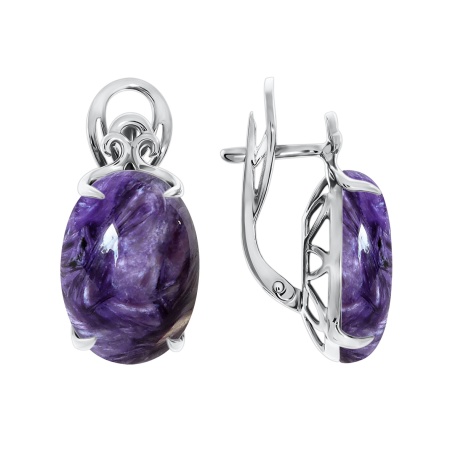 Серьги из серебра с чароитом
