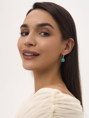 Серьги из серебра с амазонитами 2340372311 от KRASNOE, металл Серебро, вставка Амазонит