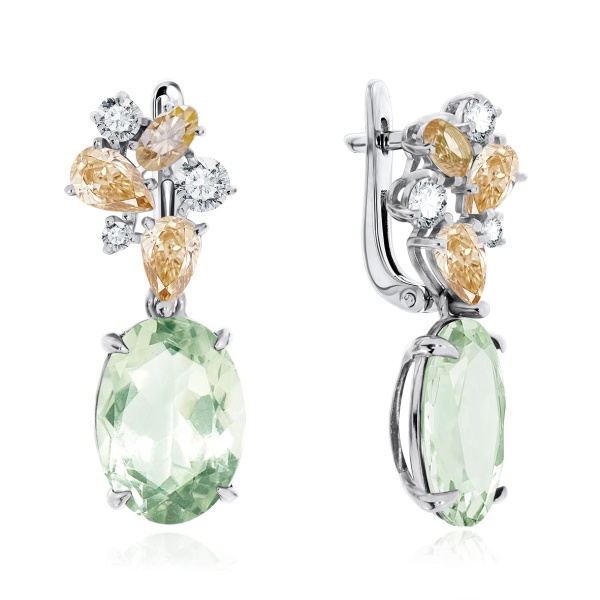 Серьги из серебра с фианитом