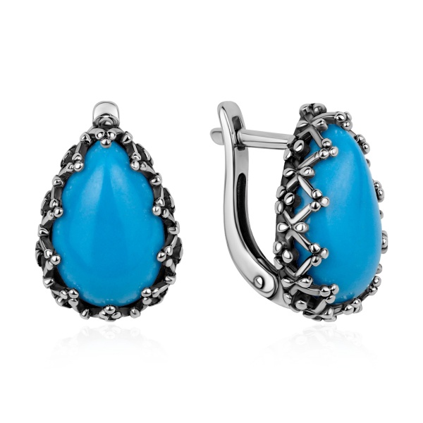 Серьги из серебра с бирюзой