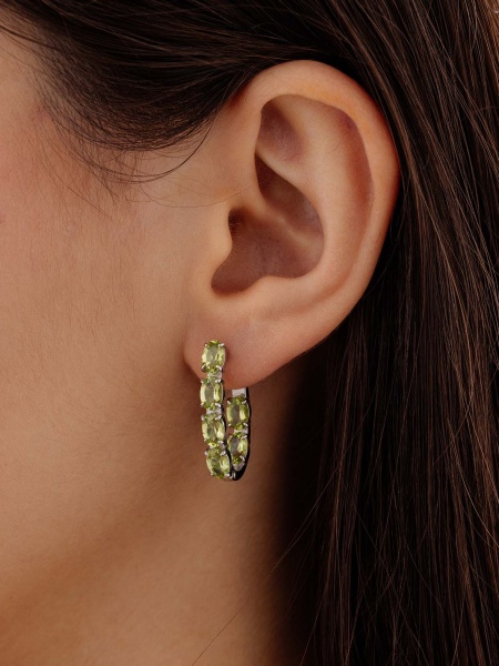 Серьги из серебра с хризолитами