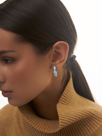 Серьги из серебра с кошачий глазами 2340265159 от KRASNOE, металл Серебро, вставка Кошачий глаз