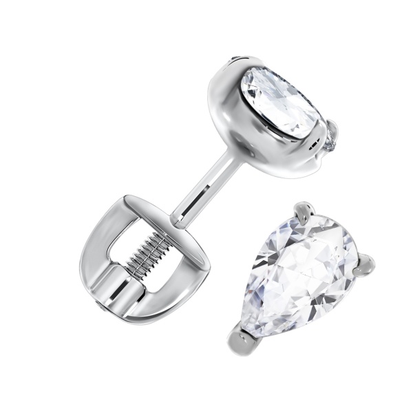 Пусеты из серебра с фианитами 2340200297 от KRASNOE, металл Серебро, вставка Кристалл ювелирный