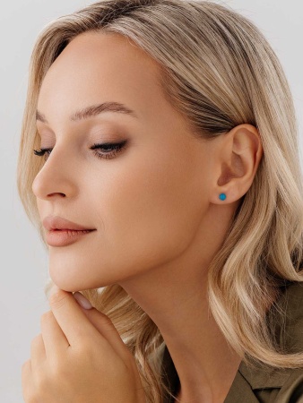 Пусеты из серебра с агатами