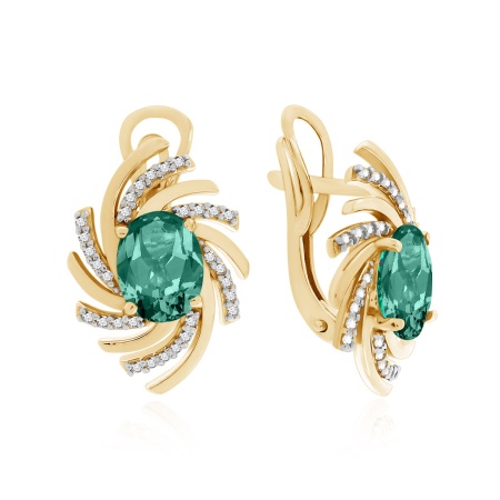 Серьги из серебра с ситаллами и фианитами 2329884766л-60 от KRASNOE, металл Серебро, вставка Ситалл