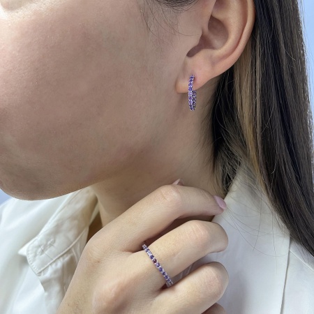 Серьги из серебра с аметист 2340061315 от KRASNOE, металл Серебро, вставка Аметист