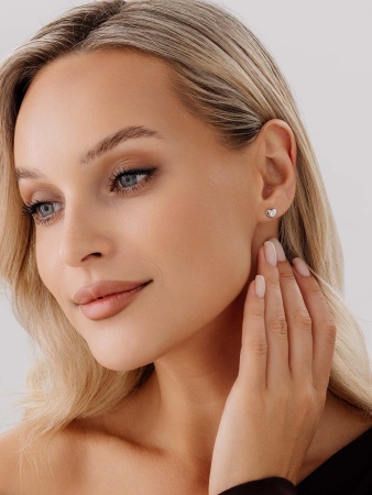 Пусеты из серебра с фианитами