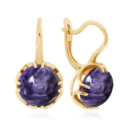 Серьги из серебра с чароитами 2320461930 от KRASNOE, металл Серебро, вставка Чароит