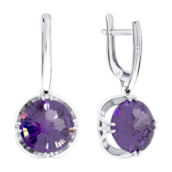 Серьги из серебра с фианитами