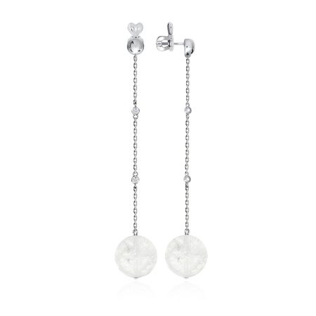 Пусеты из серебра с кварц трещиноватыйами и фианитами Пусеты из серебра с кварц трещиноватыйами и фианитами