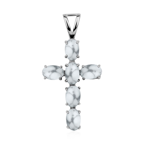 Крест декоративный из серебра с кахолонгом 