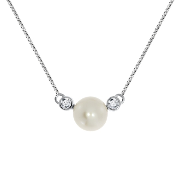 Колье из серебра с жемчугом и фианитами 8340050809л-45