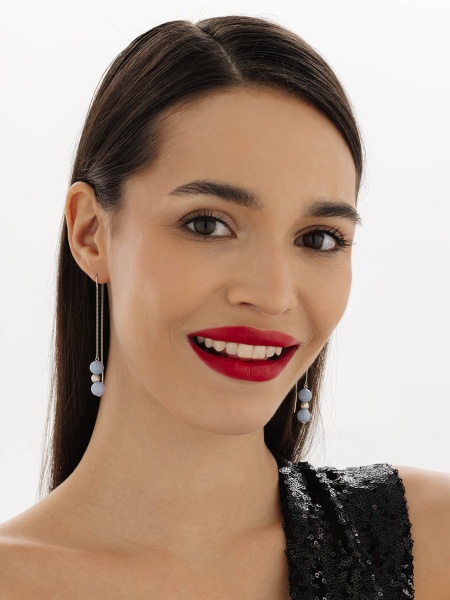 2340900720-1 Серьги (Ag 925) 2340900720-1 от KRASNOE, металл Серебро, вставка Ангелит