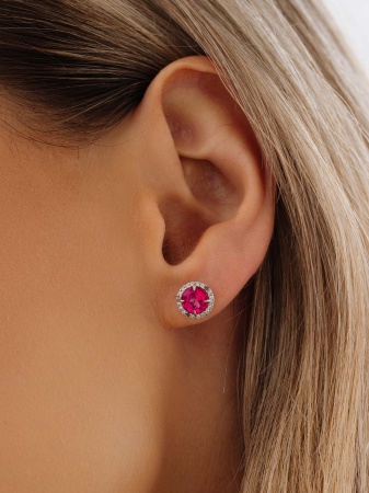 Пусеты из серебра с  2340071972л-30 от KRASNOE, металл Серебро, вставка Топаз Розовый