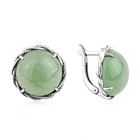 Серьги из серебра с авантюрином 2340365042-1 от KRASNOE, металл Серебро, вставка Авантюрин Натур.