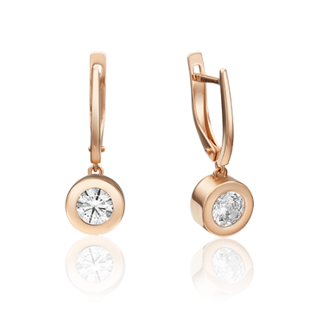 Серьги из золота с фианитом swarovski 02-4500-00-501-1110-38 от KRASNOE, металл Золото, вставка Фианит