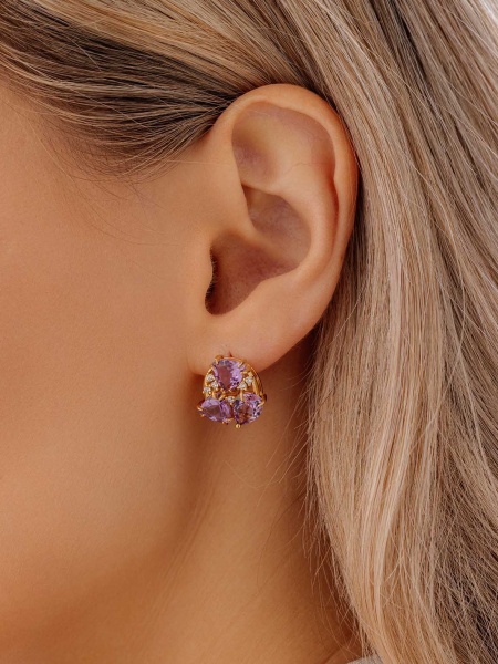 Серьги из серебра с аметист со скидкой