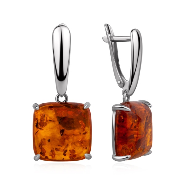 Серьги из серебра с янтарём в ювелирном интернет-магазине