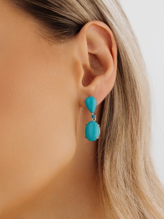 Серьги из серебра с бирюзой (имитация из природного материала)