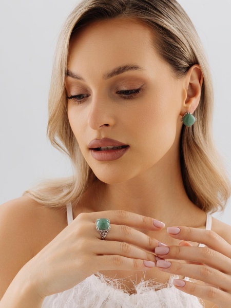 Серьги из серебра с авантюрином