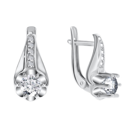 Серьги из серебра с фианитами 2340200072 от KRASNOE, металл Серебро, вставка Фианит