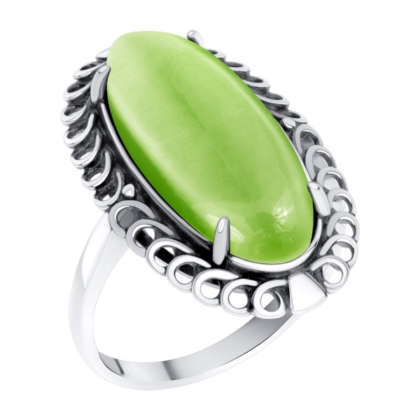 Купить кольцо из серебра с кошачим глазом в интернет-магазине KRASNOE