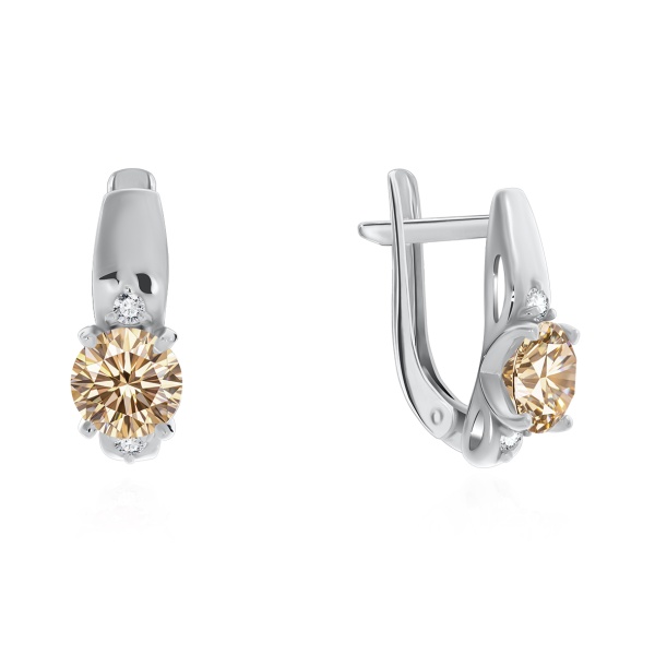 Серьги из серебра с муассанитом в ювелирном интернет-магазине