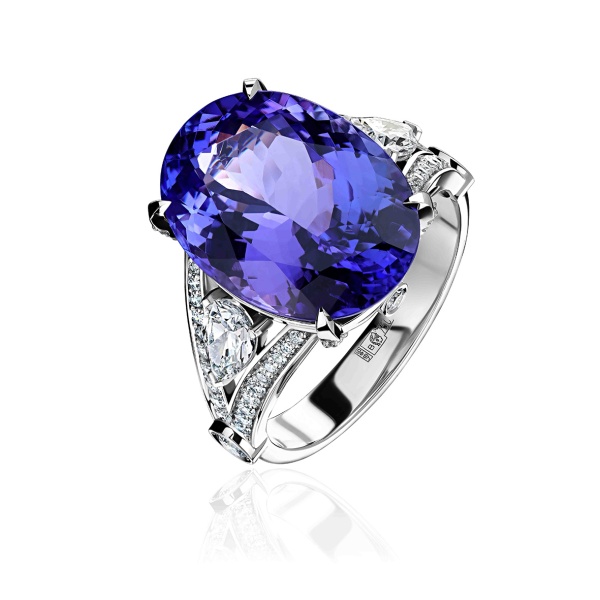 Купить кольцо из золота с танзанитом и бриллиантами в интернет-магазине KRASNOE